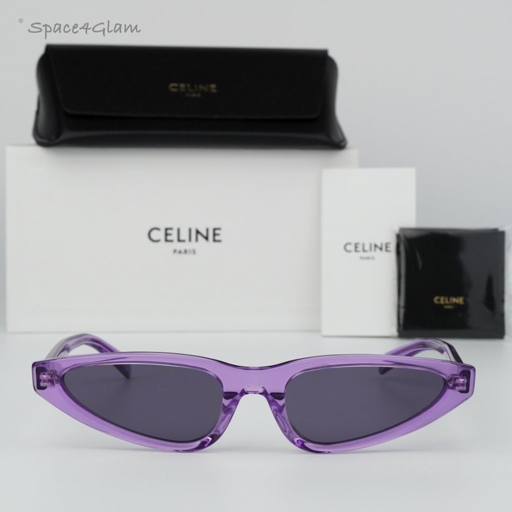 BRAND NEW Celine CL40231I 81Y Transparent Violet Geometric Unisex Sunglasses